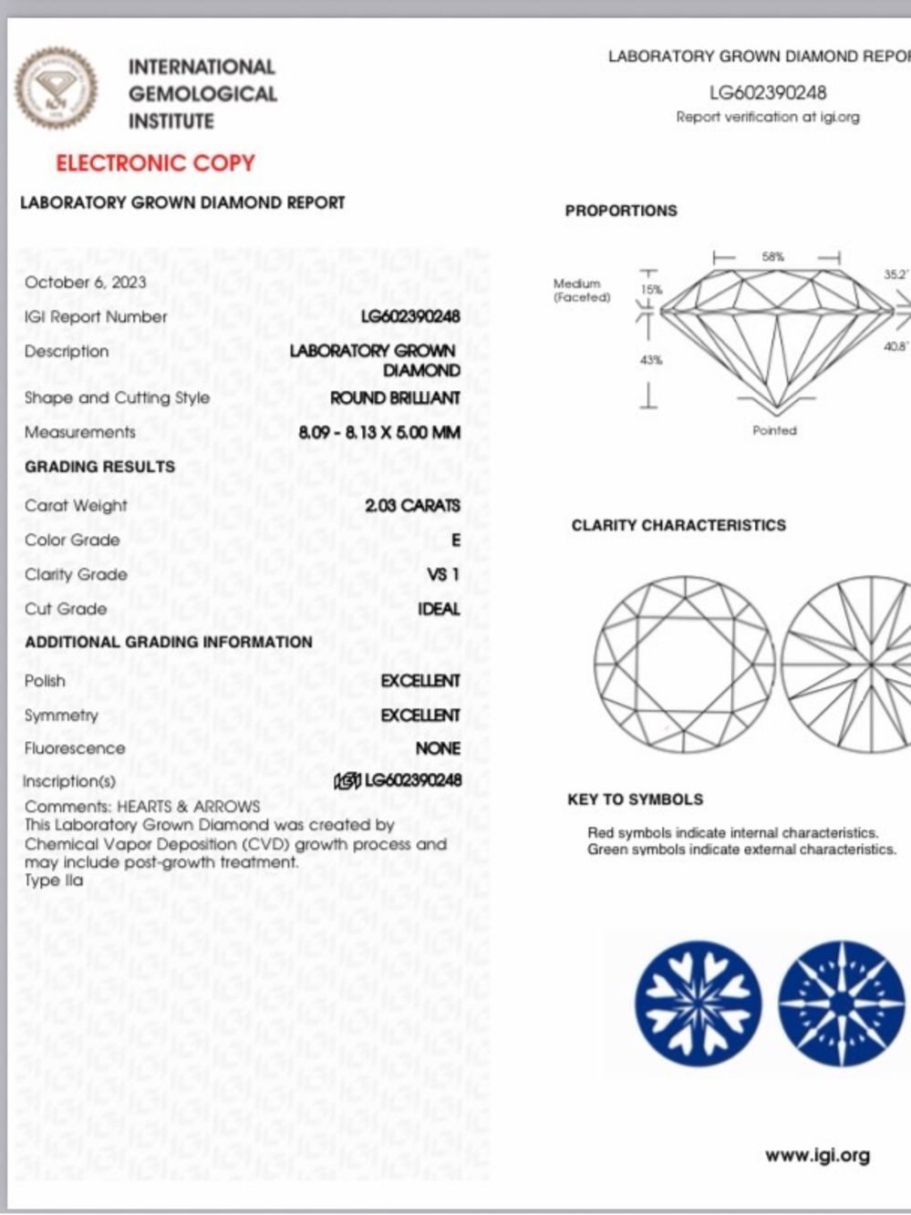 Women's Studs TW 4.06 cts Lab Grown Diamonds Round E VS1, 14k posts, IGI cert - Picture 4 of 5